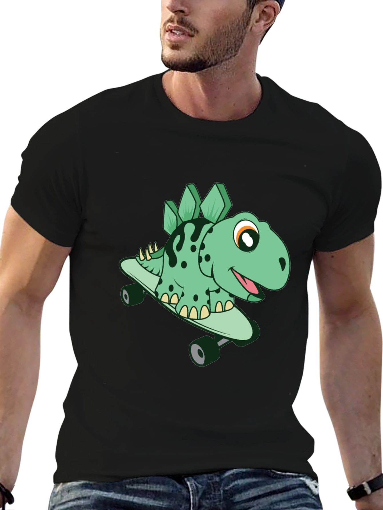 Black Skateboarding Dino T-Shirt view 6