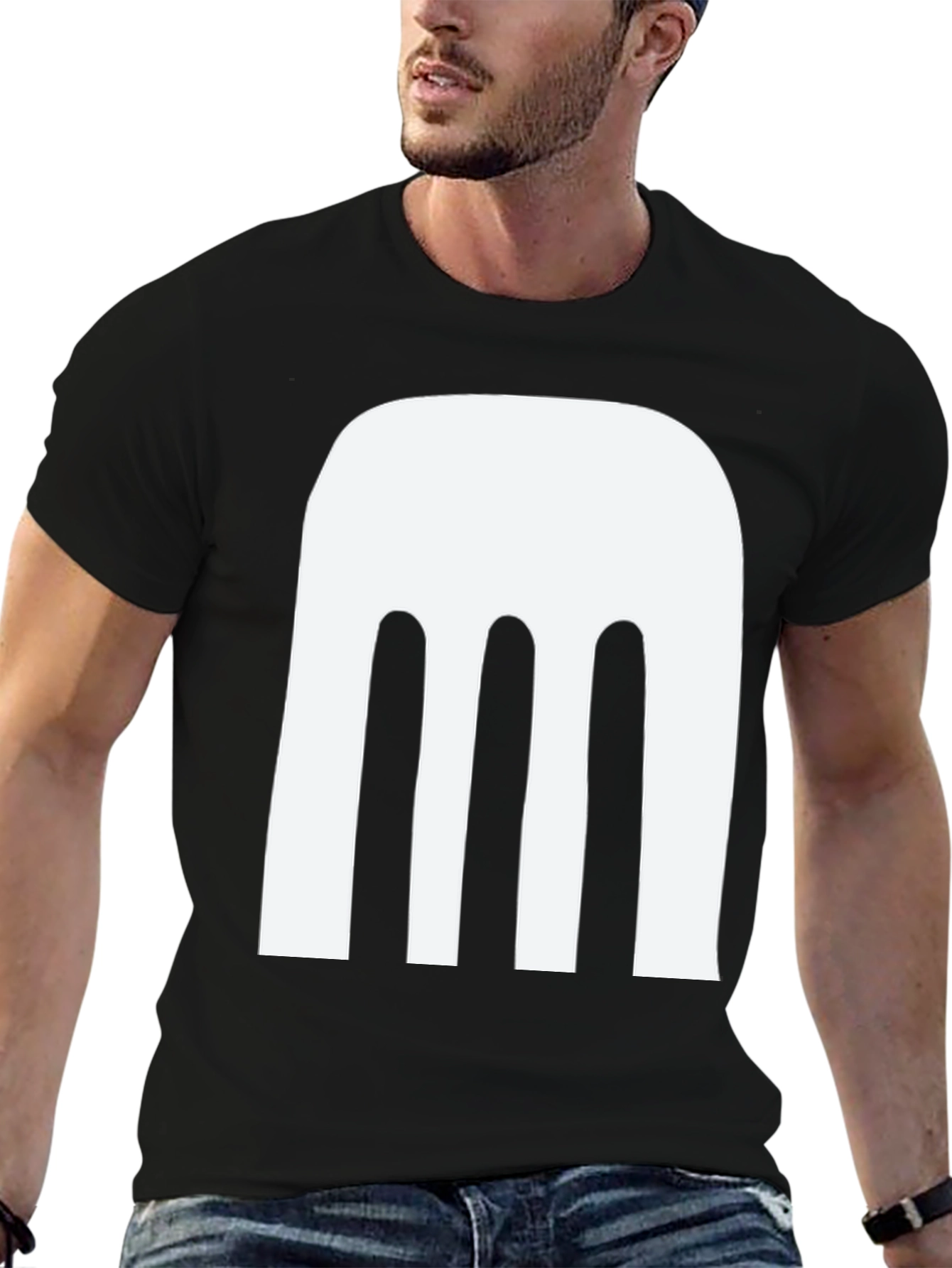 Black Abstract White Design Black T-Shirt view 6