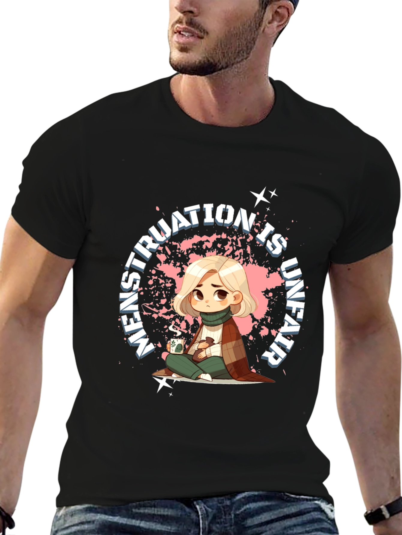 Black Menstruation is Unfair Graphic Tee - Comfort & Style view 6
