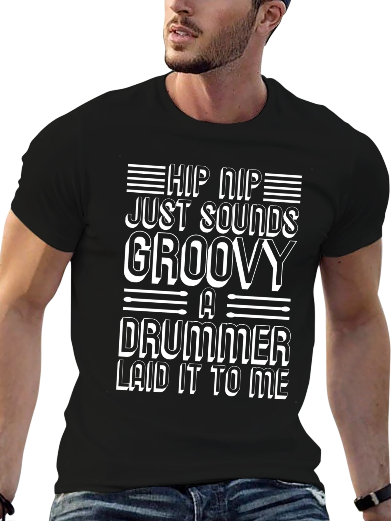Black Hip Hip Groovy Drummer Tee view 6