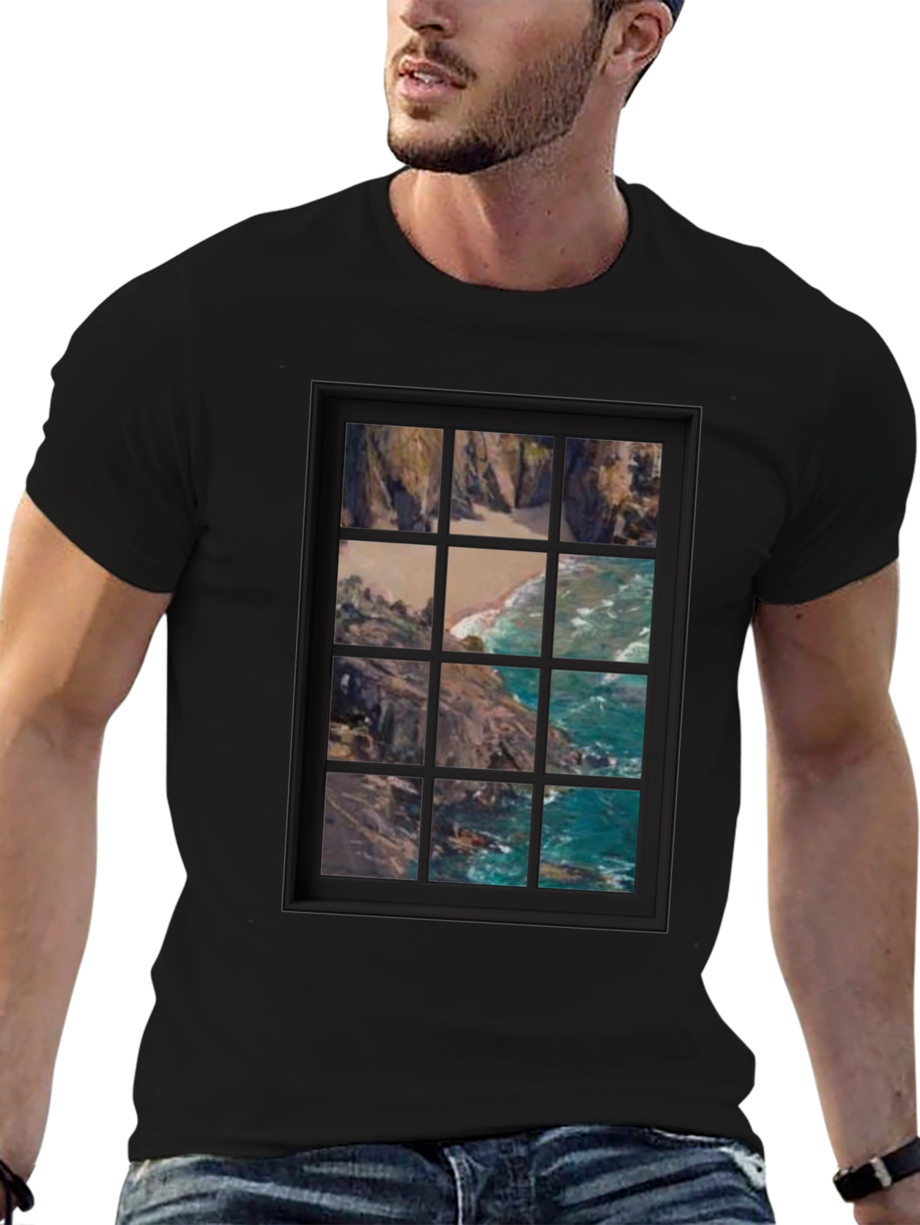 Black Coastal View Graphic Tee view 6