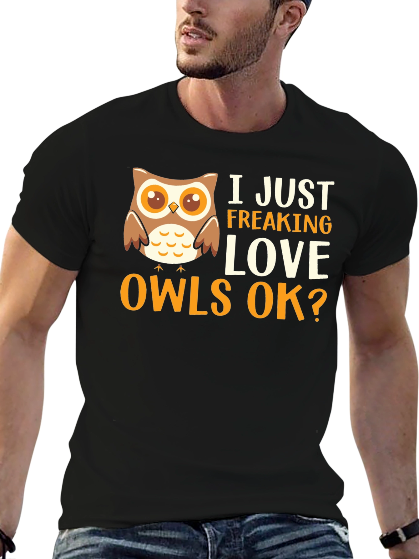 Black I Just Freaking Love Owls Graphic T-Shirt view 6