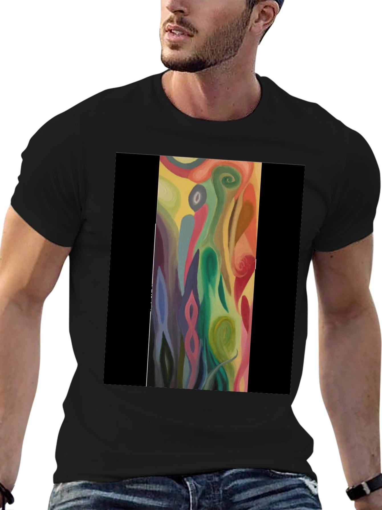 Black Abstract Art T-Shirt - Modern Artistic Design view 6