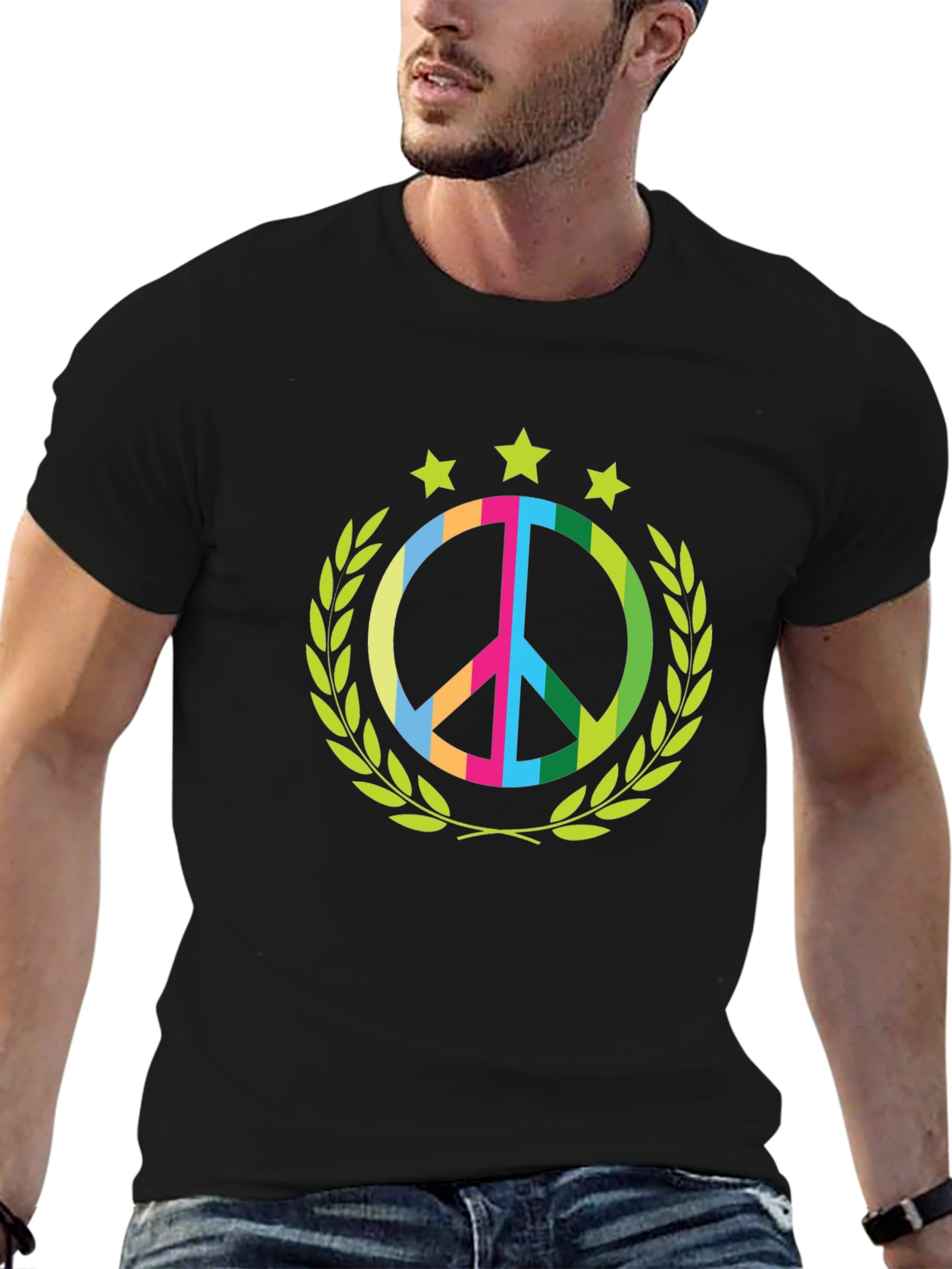 Black Peace Symbol Graphic Tee view 6