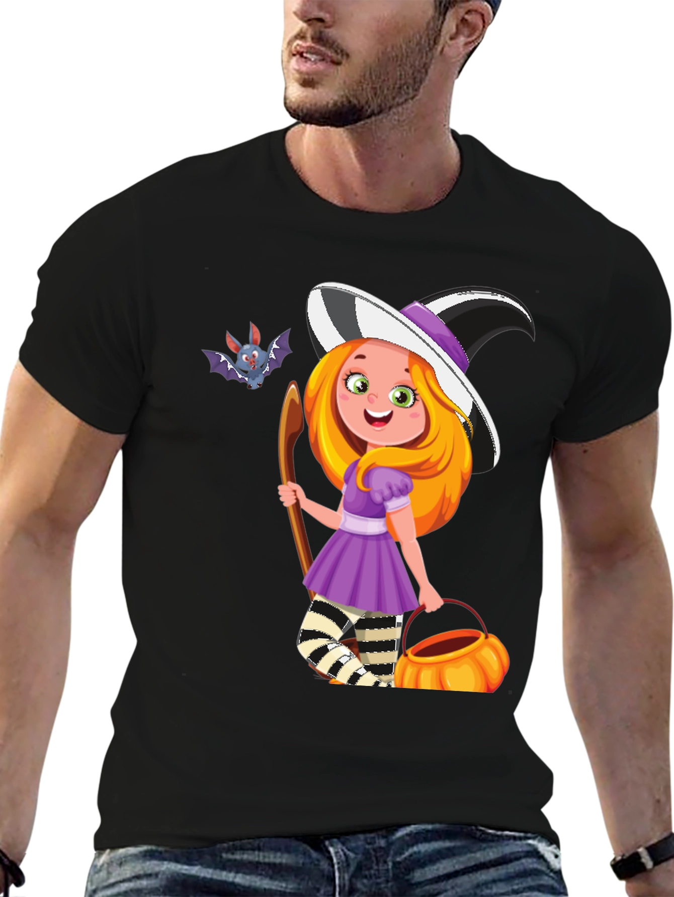 Black Halloween Witch Girl T-Shirt view 6