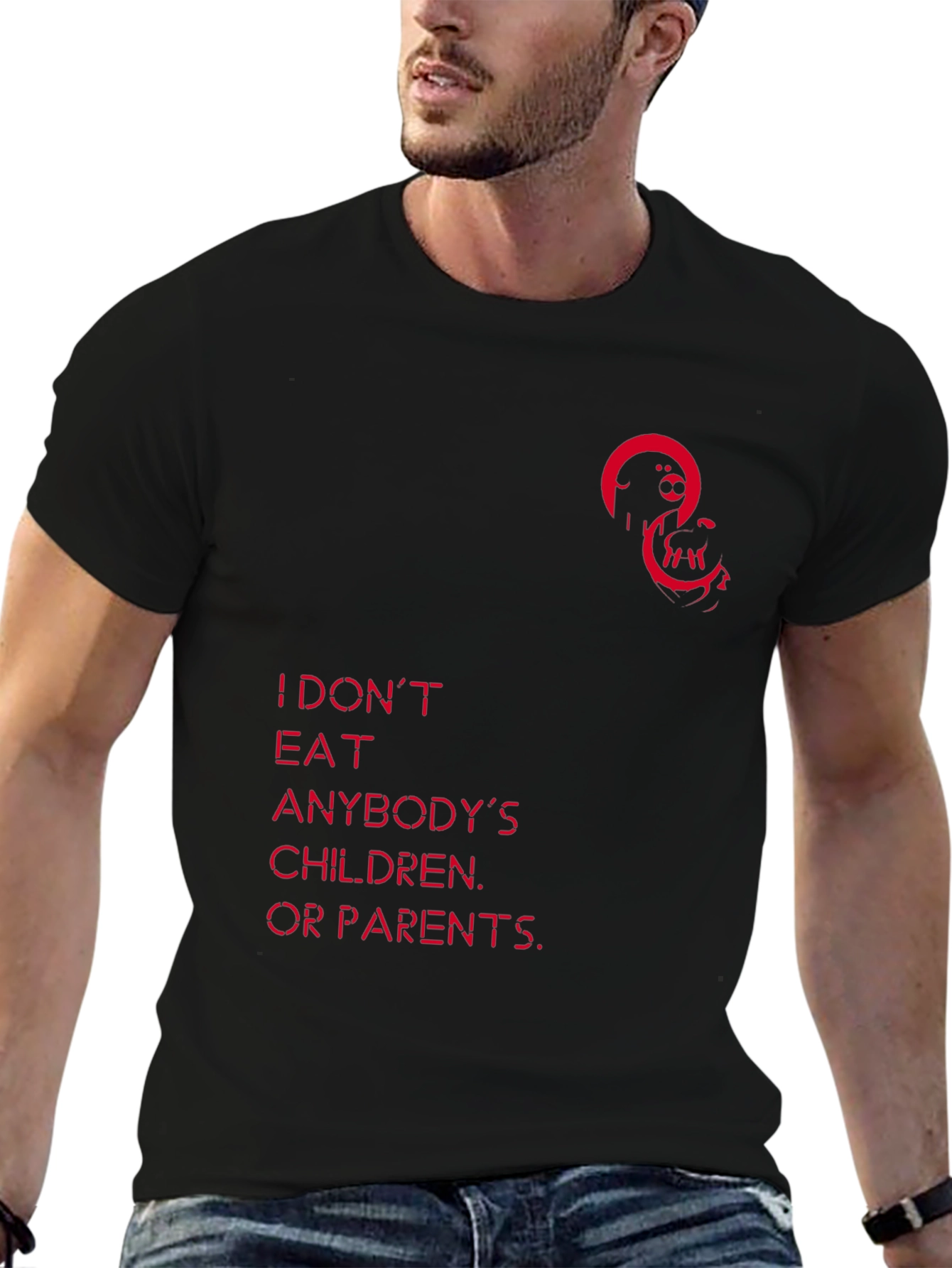 Black Unique Graphic Tee - I Don't Eat Anybody's Children view 6
