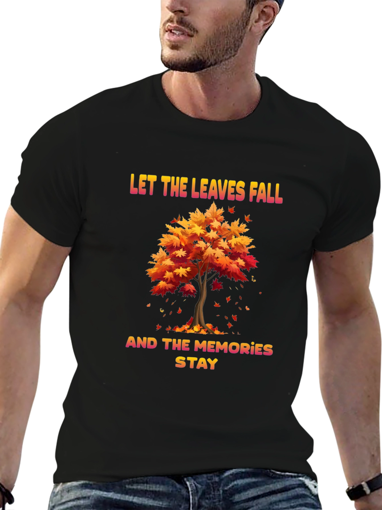 Black Autumn Memories T-Shirt: Let the Leaves Fall view 6