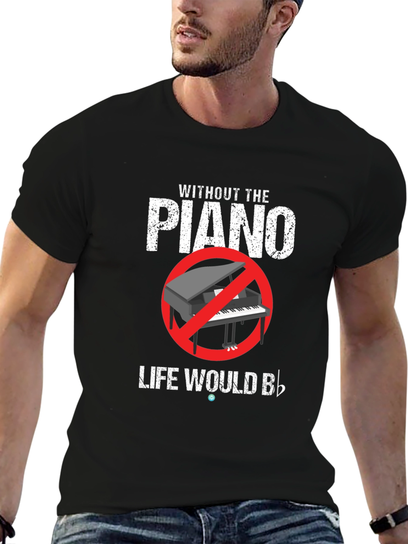Black Piano Life Music Graphic T-Shirt view 6