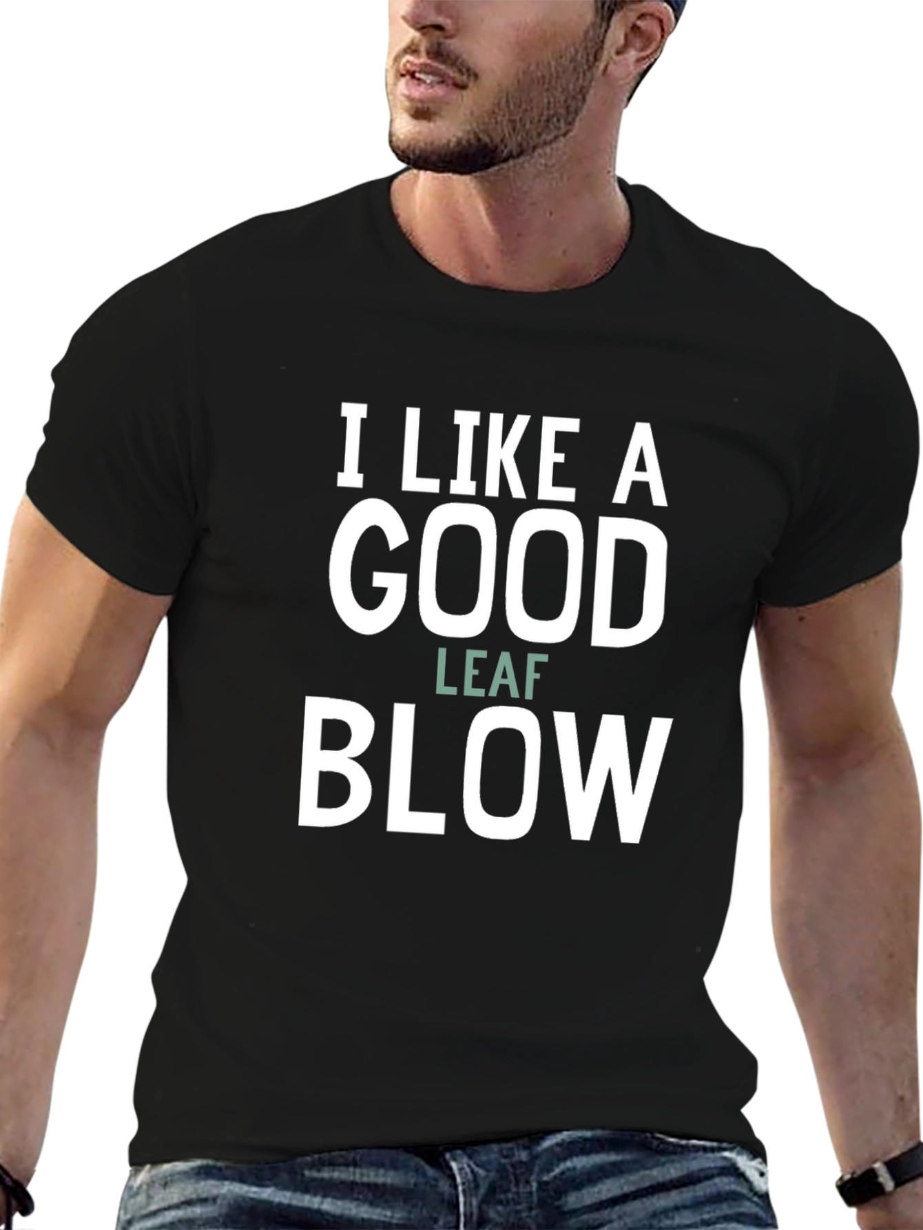 Black I Like A Good Leaf Blow Funny Graphic Tee view 6