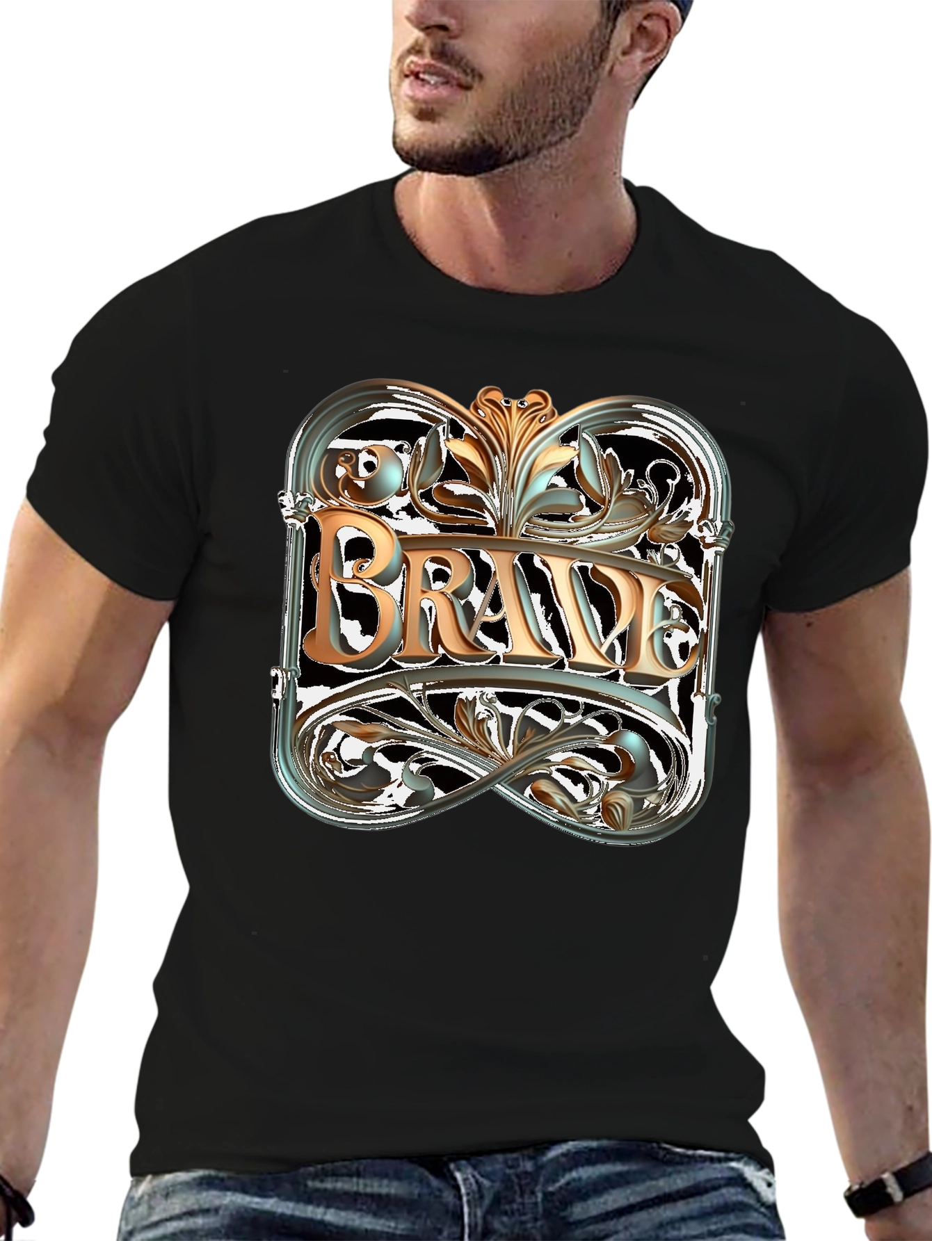 Black Brave Graphic Tee - Black Cotton Blend view 6