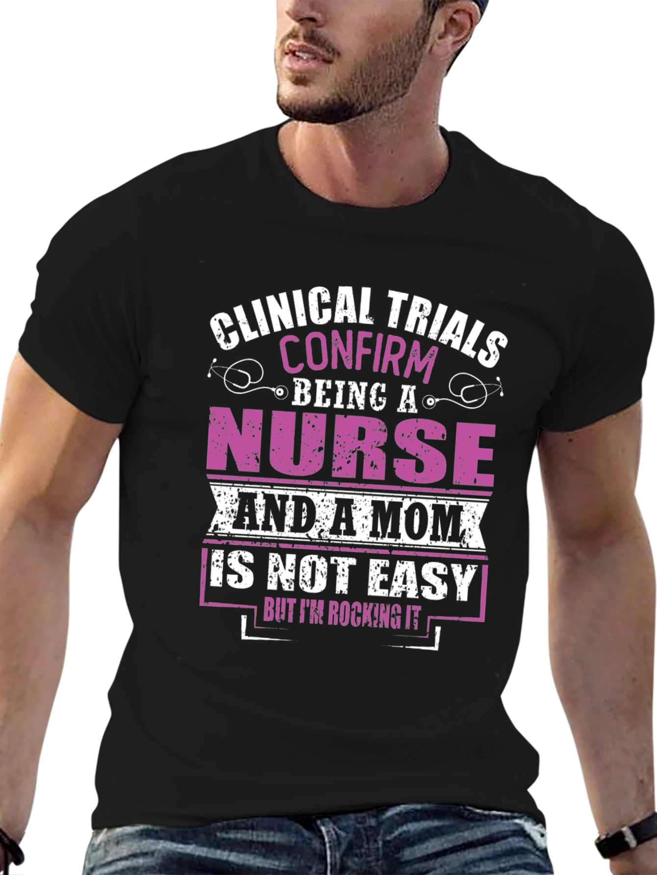 Black Nurse & Mom T-Shirt: Clinical Trials Confirmed! view 6