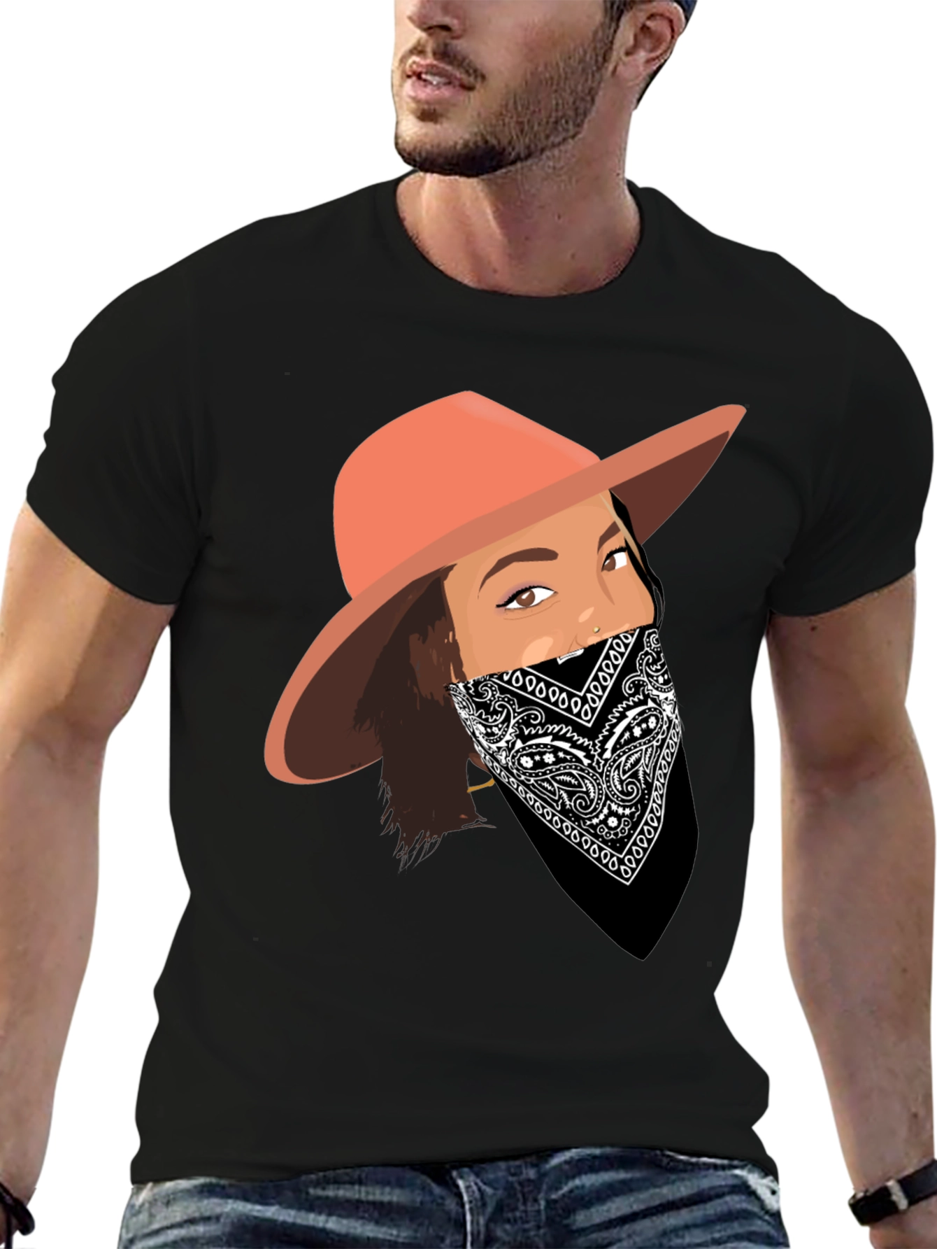 Black Bandana Girl Graphic Tee view 6