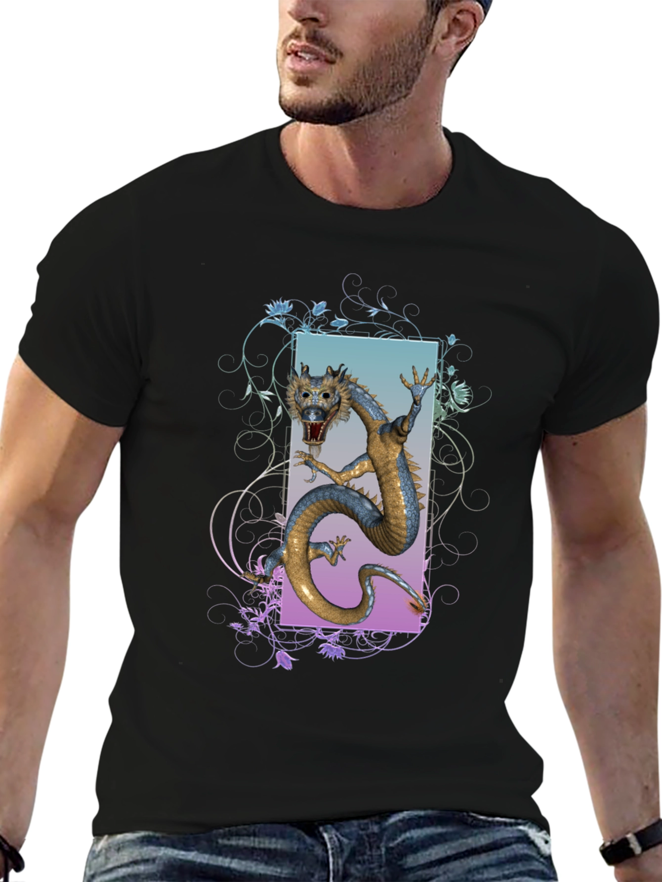 Black Dragon Graphic T-Shirt - Mythical Creature Tee view 6