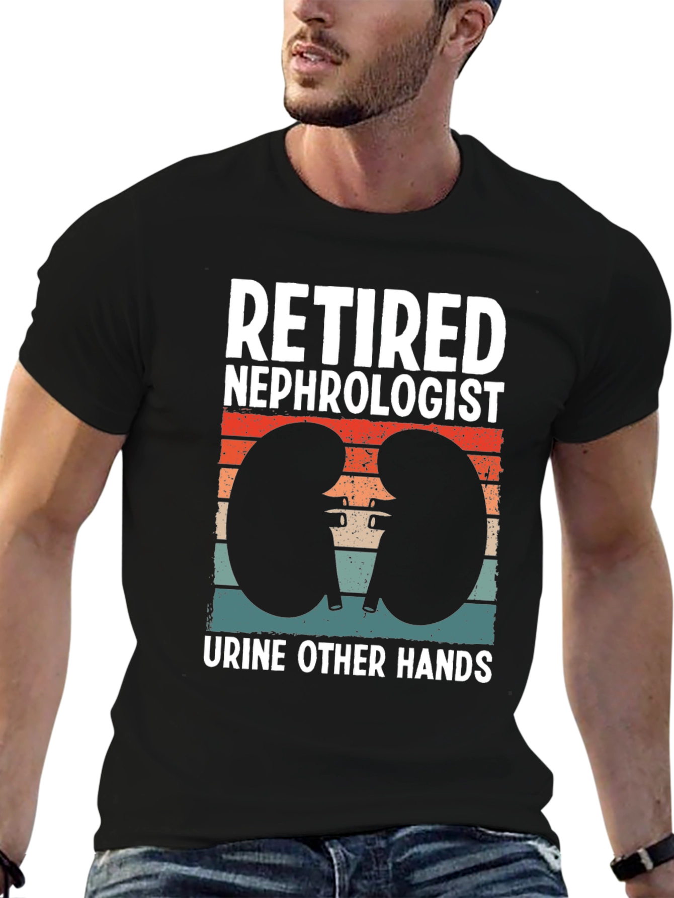 Black Retired Nephrologist T-Shirt - Funny Urologist Gift view 6