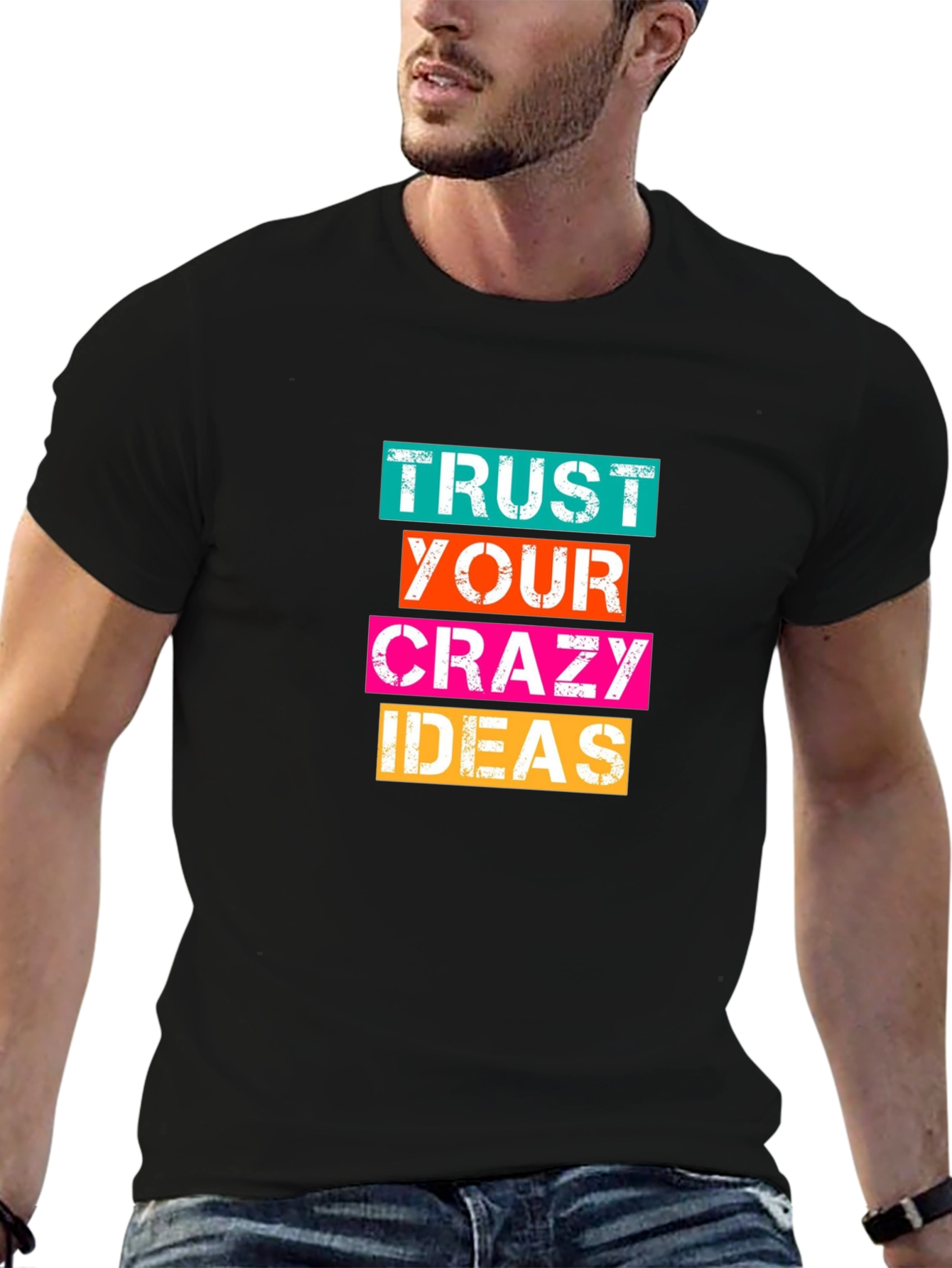 Black Trust Your Crazy Ideas Graphic Tee view 6