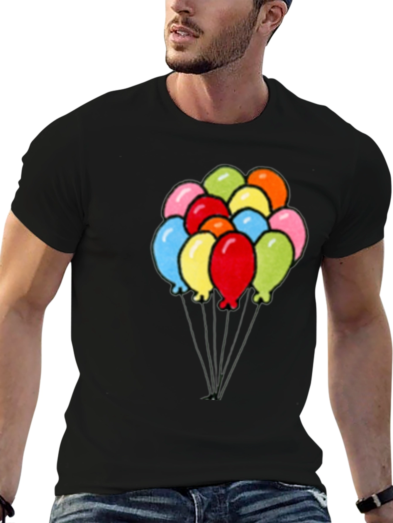 Black Balloons Graphic Black T-Shirt view 6