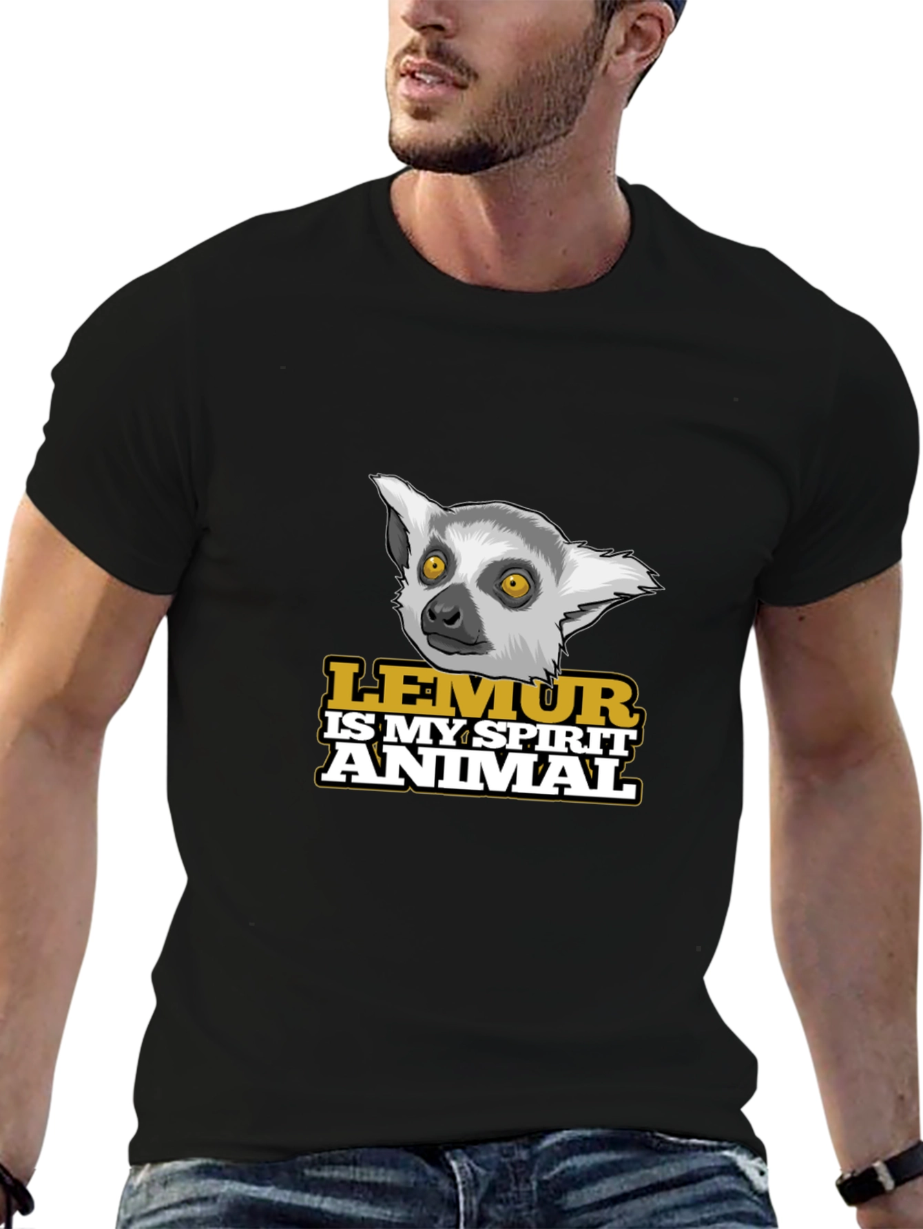 Black Lemur Spirit Animal Black T-Shirt view 6