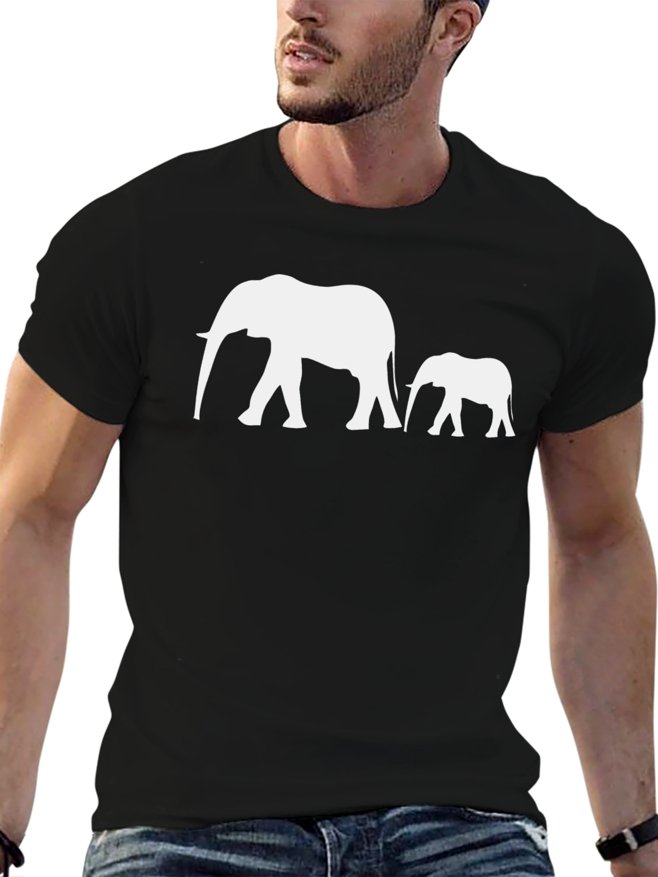 Black Elephant Family Black T-Shirt view 6