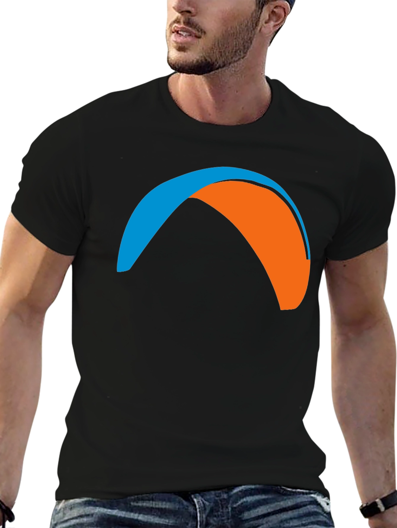 Black Paragliding Graphic Tee - Black Crew Neck T-Shirt view 6