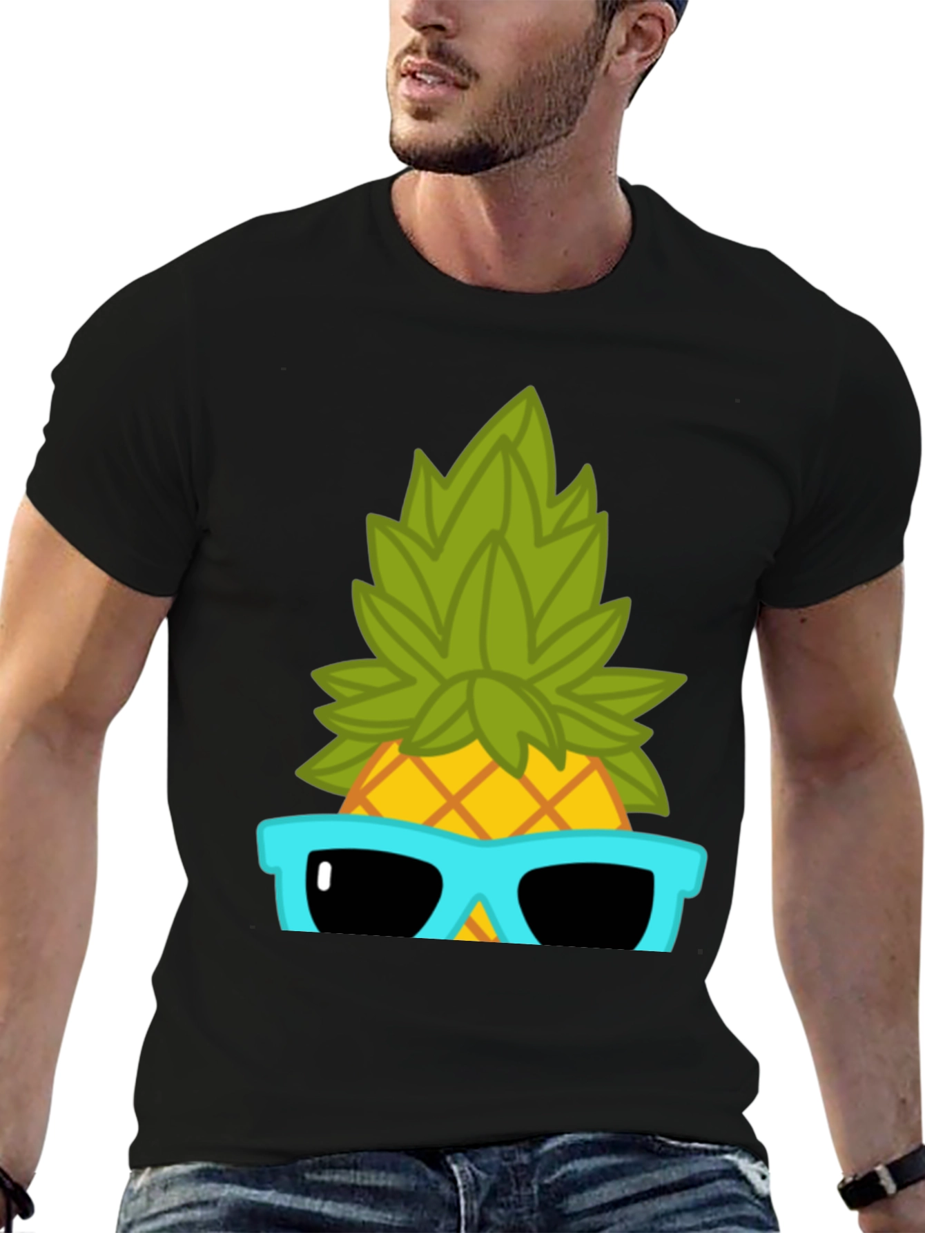 Black Cool Pineapple Graphic T-Shirt - Summer Vibes view 6