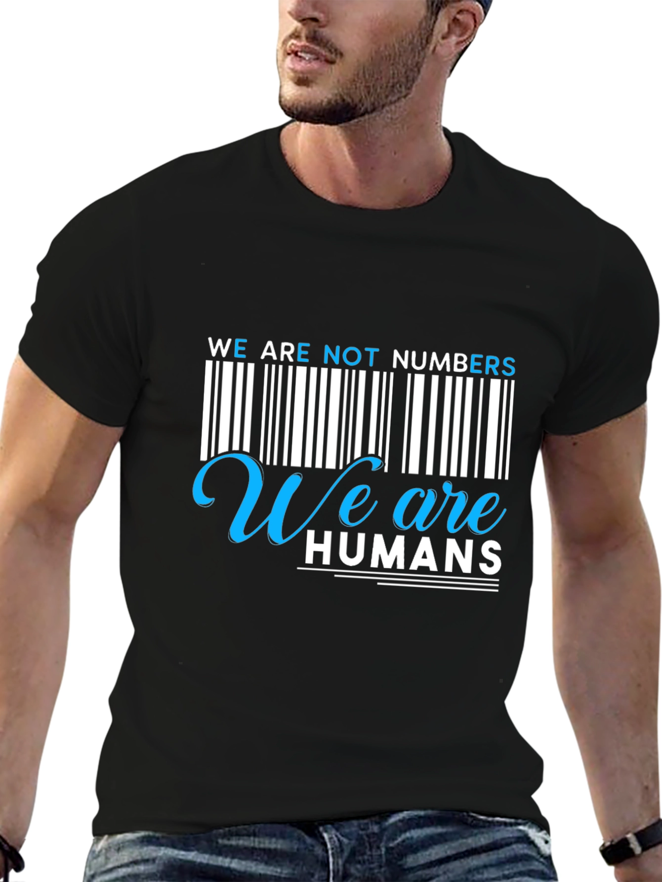 Black We Are Not Numbers, We Are Humans Graphic Tee view 6