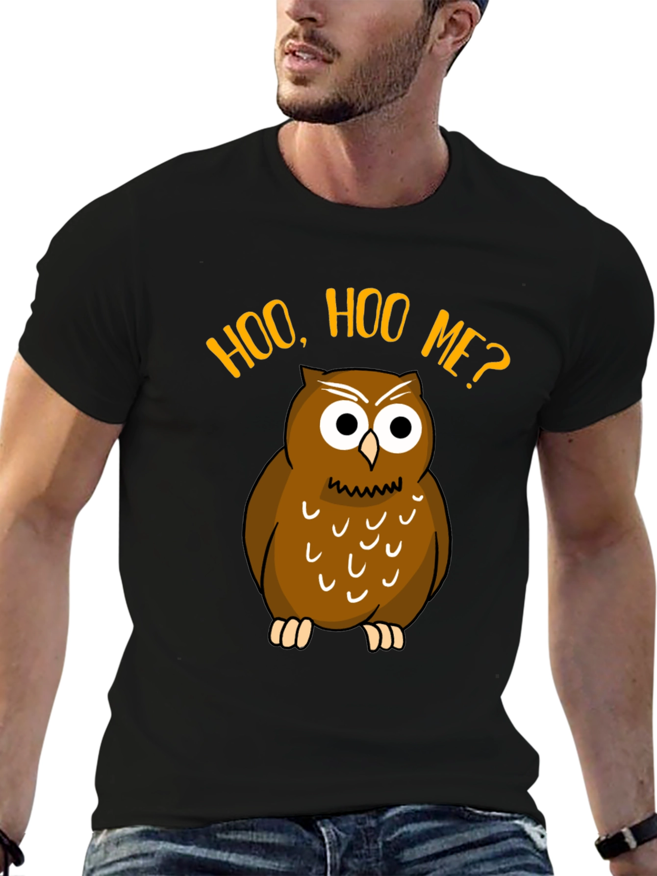 Black Funny Owl Graphic T-Shirt - Hoo, Hoo Me? view 6
