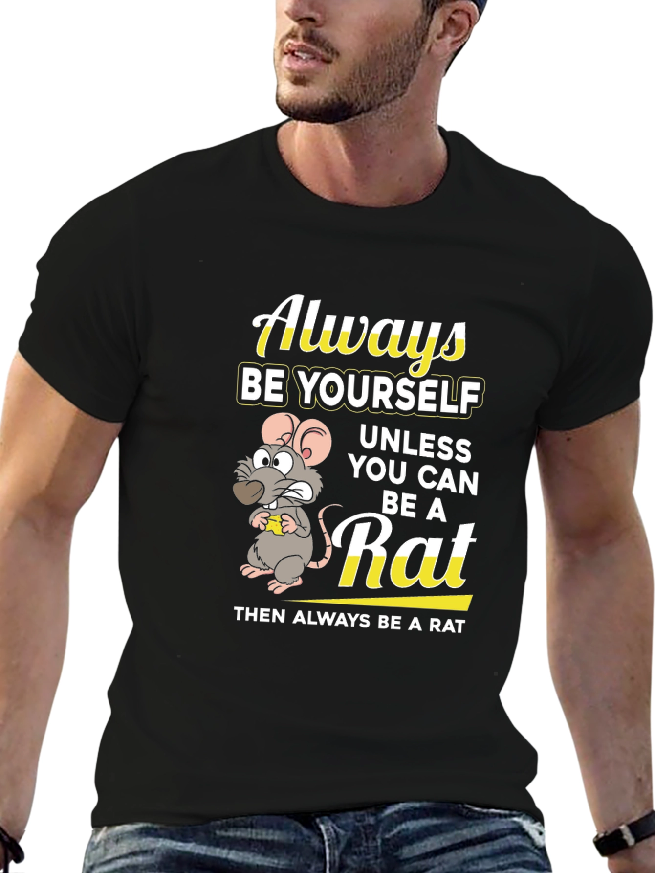 Black Always Be a Rat Graphic T-Shirt - Funny Novelty Tee view 6