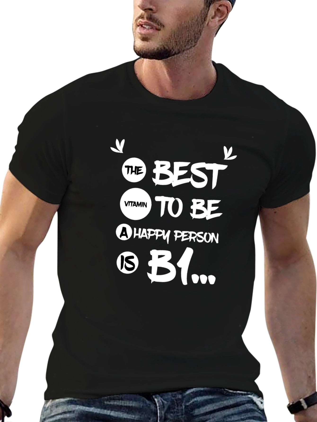 Black The Best Vitamin B1 Happy Person T-Shirt view 6