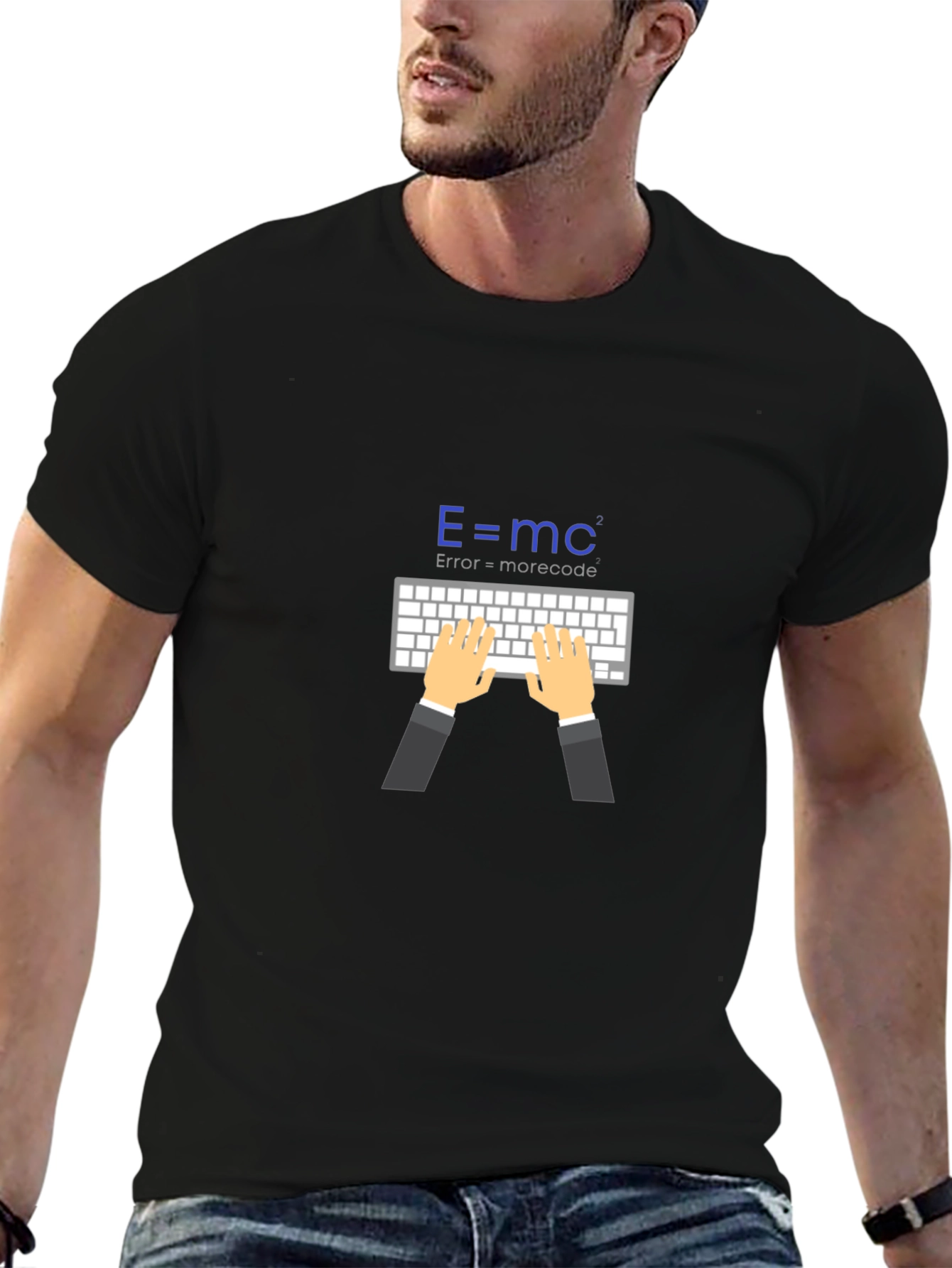 Black E=mc² Coding T-Shirt - Error = More Code view 6