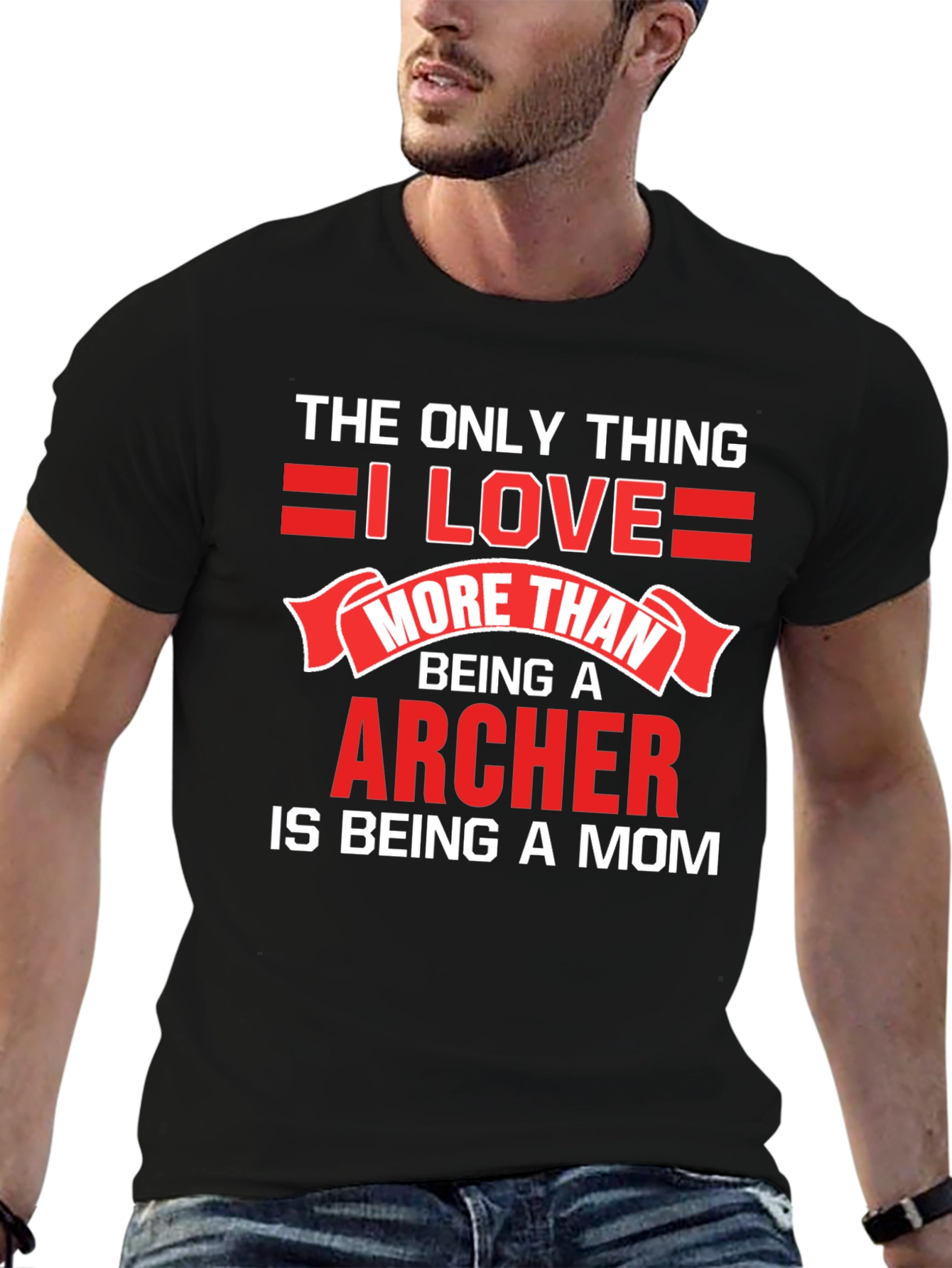Black Archer Mom T-Shirt - Love Being a Mom! view 6