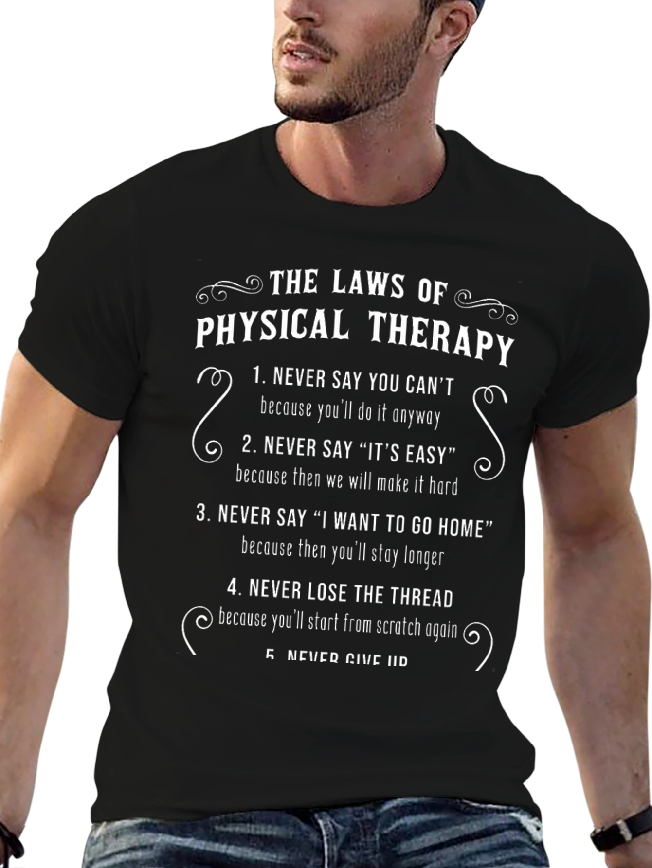 Black The Laws of Physical Therapy Graphic T-Shirt view 6