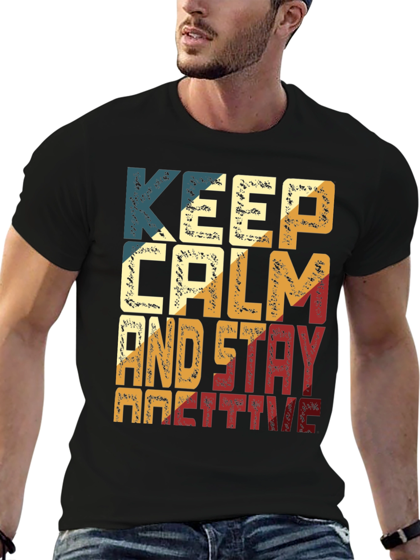 Black Keep Calm And Stay Positive Graphic Tee view 6