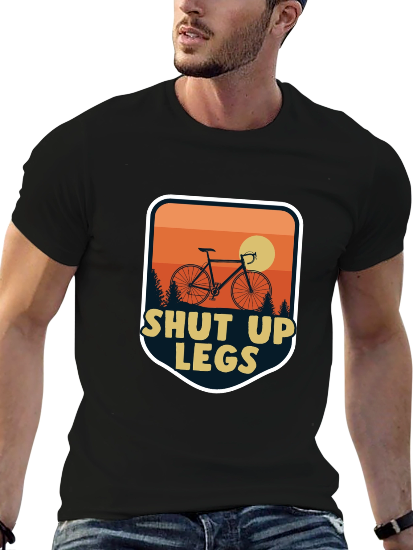 Black Shut Up Legs Cycling T-Shirt view 6