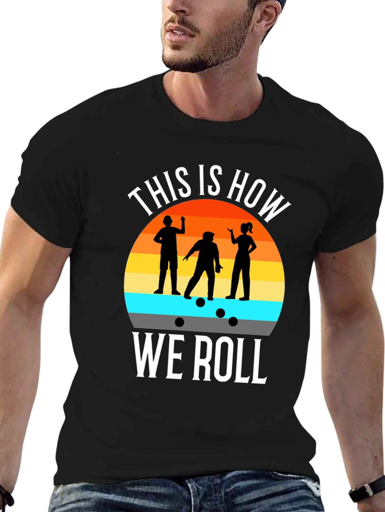 Black Bowling Team T-Shirt - This Is How We Roll Tee view 6