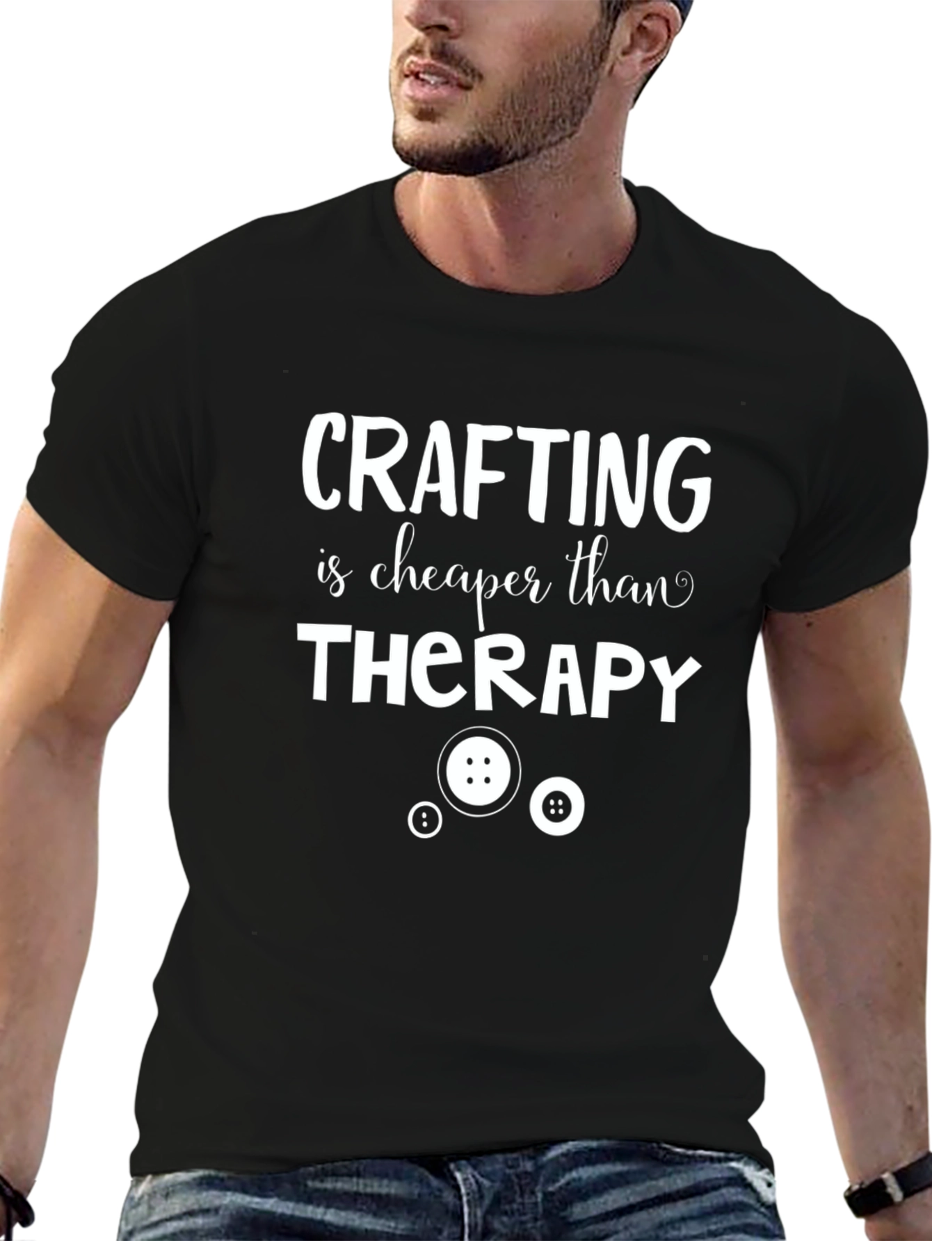 Black Crafting is Cheaper Than Therapy Graphic Tee view 6