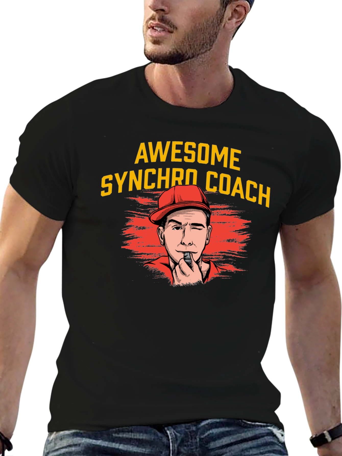 Black Awesome Synchro Coach Graphic Tee view 6