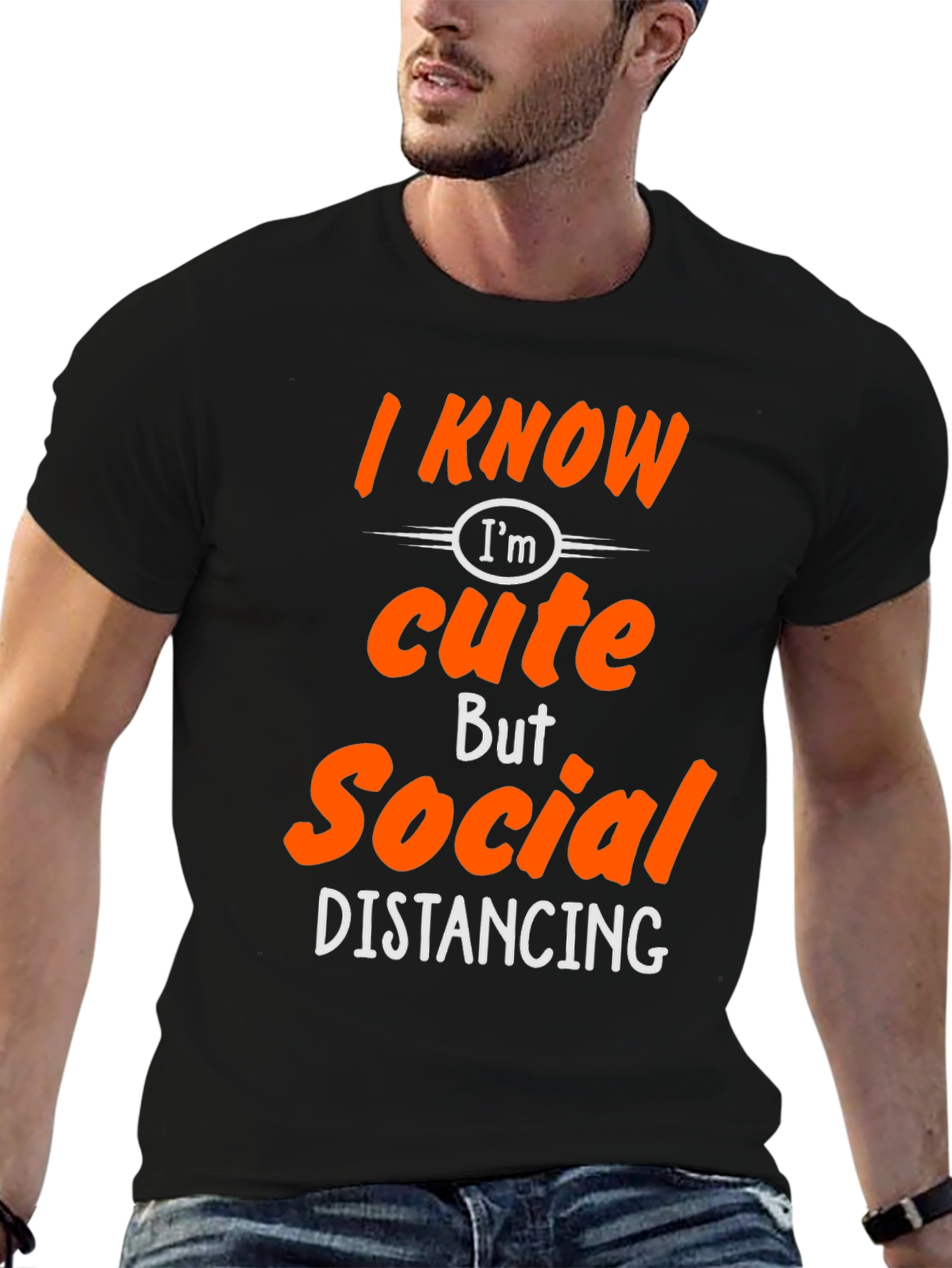 Black Funny Social Distancing Graphic Tee Shirt view 6