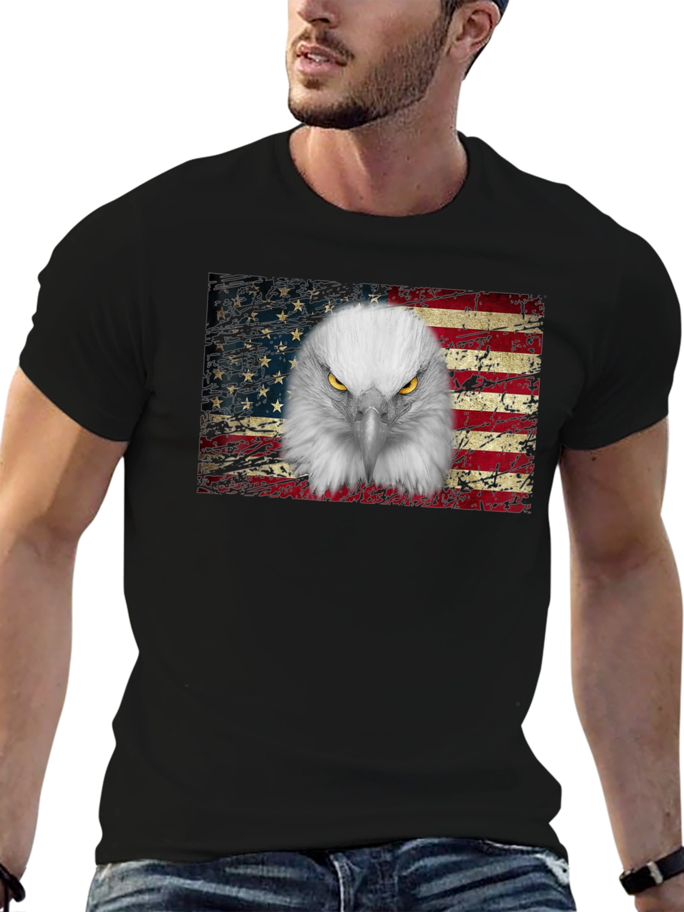 Black Eagle Flag Graphic T-Shirt view 6