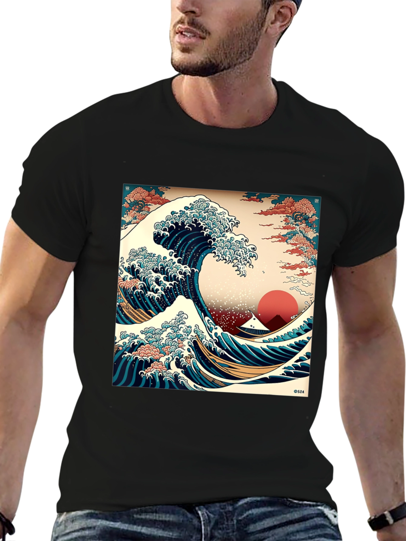Black Great Wave T-Shirt - Stylish Graphic Tee view 6