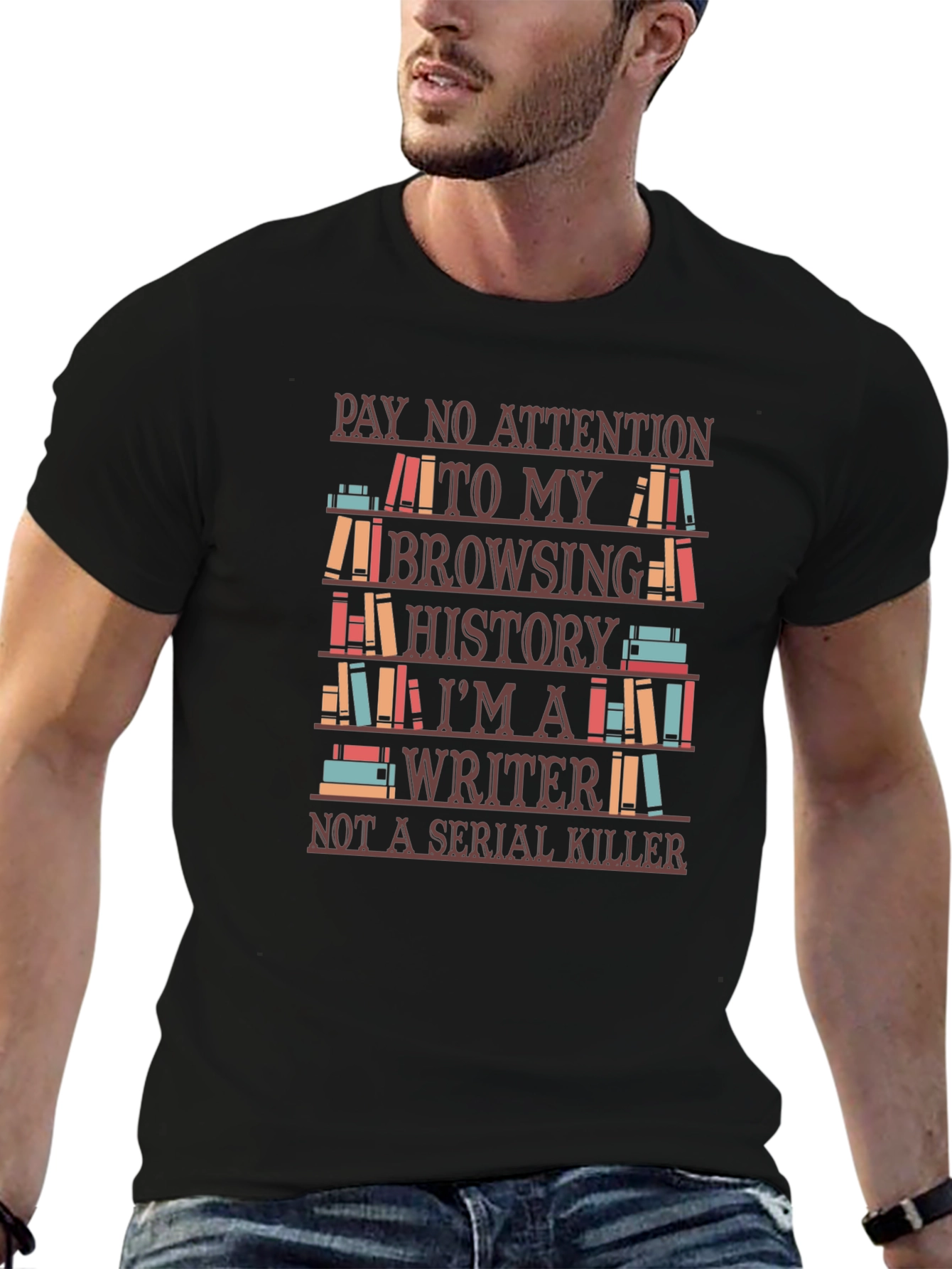 Black Writer T-Shirt - Funny Novelty Tee view 6