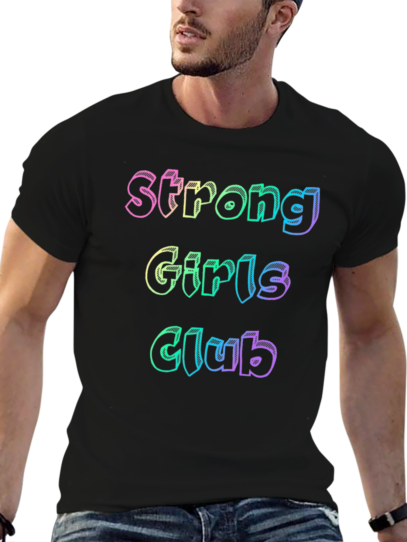 Black Strong Girls Club Black T-Shirt view 6