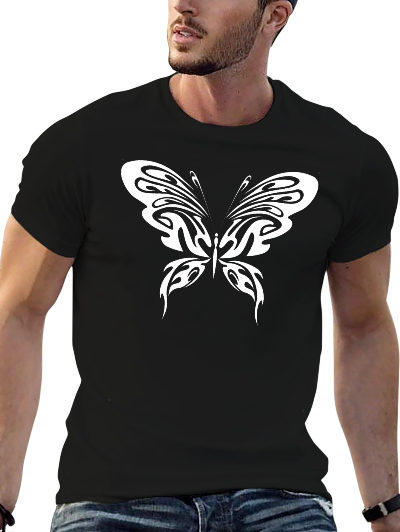 Black Tribal Butterfly Graphic Tee - Bold Style view 6