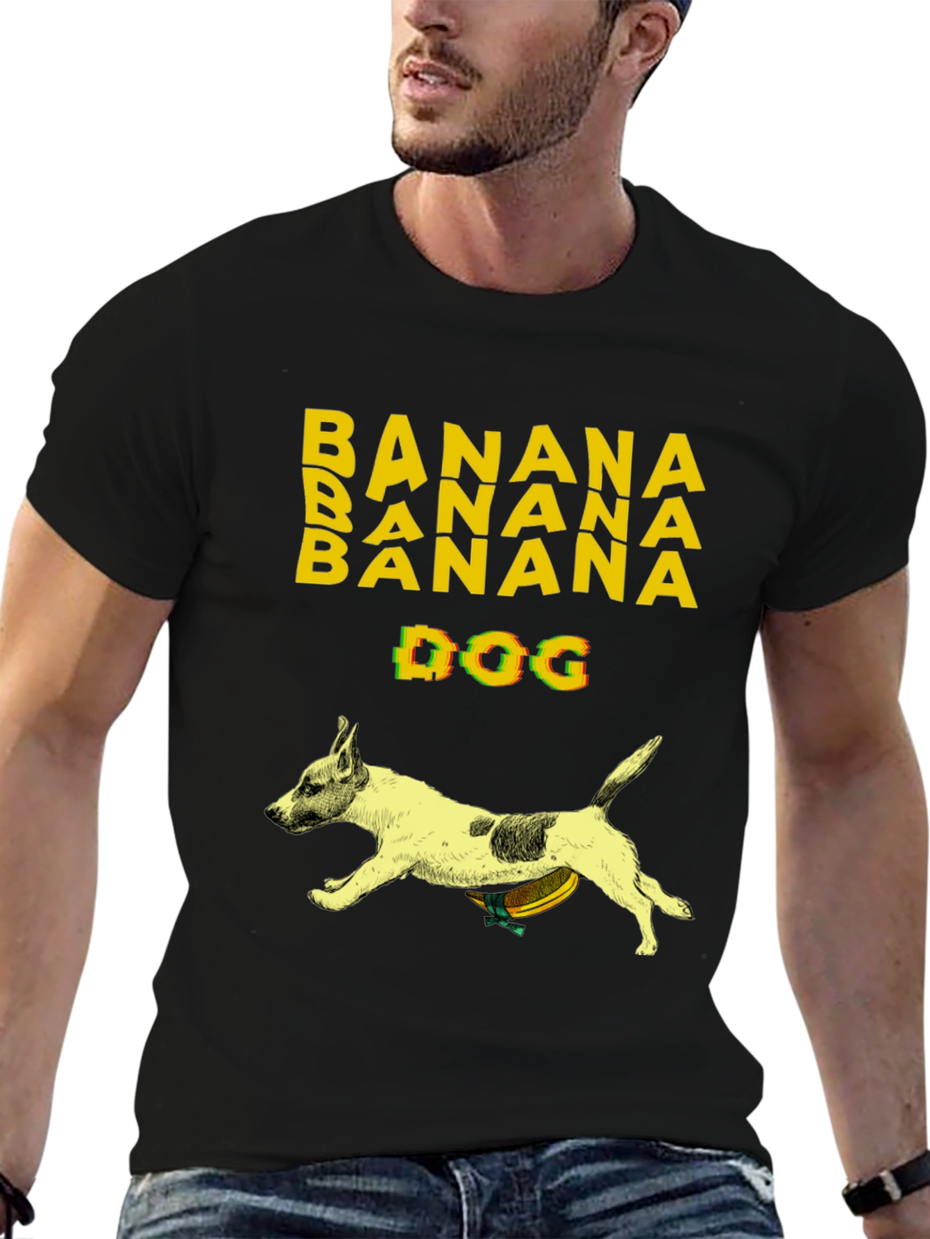 Black Banana Dog Graphic Tee - Humorous Novelty T-Shirt view 6