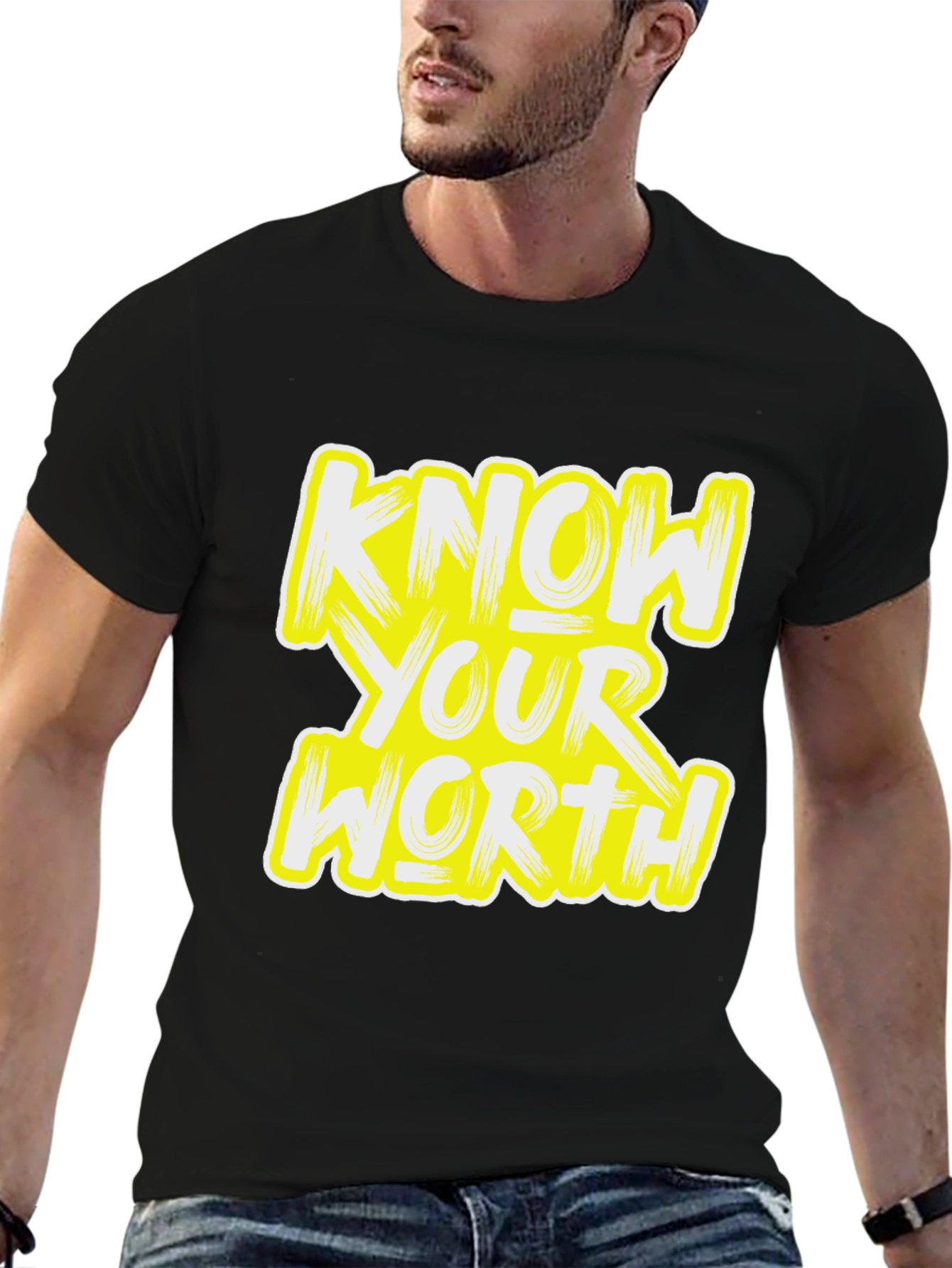 Black Know Your Worth Graphic T-Shirt - Black view 6
