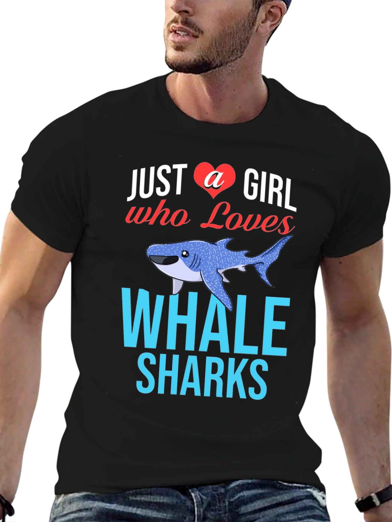 Black Just A Girl Who Loves Whale Sharks T-Shirt view 6