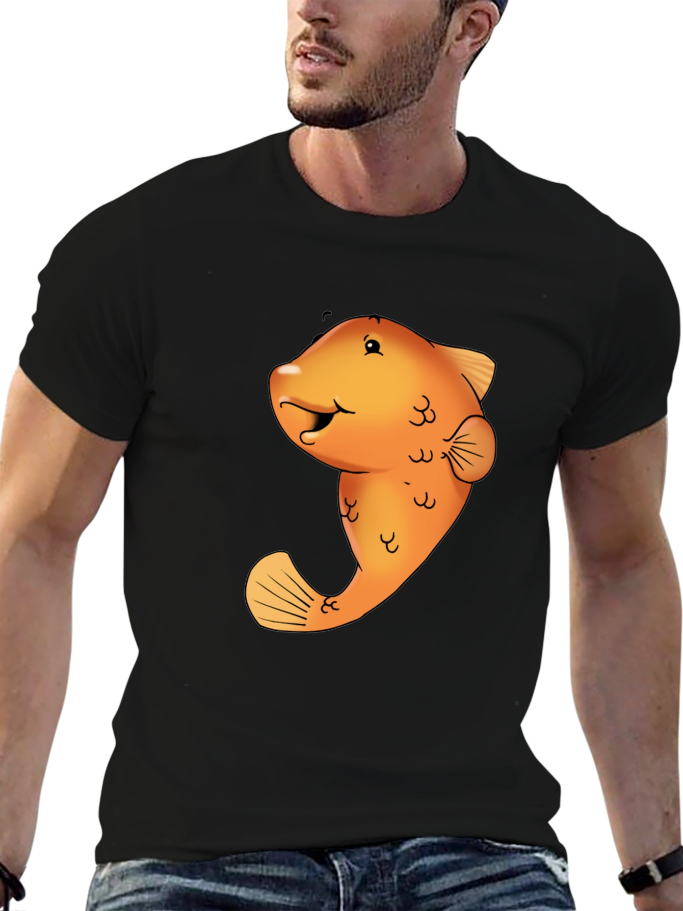Black Funny Fish Graphic Tee view 6