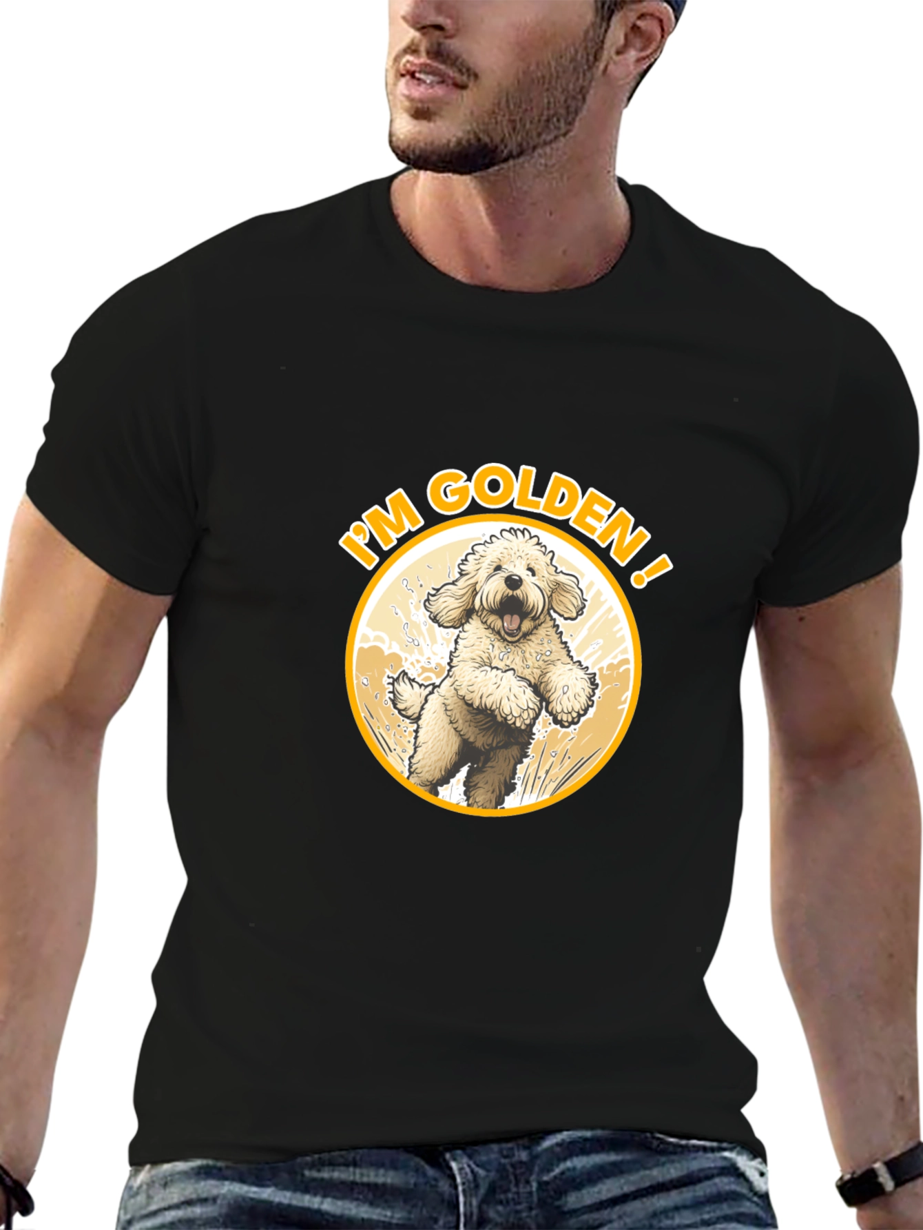 Black I'm Golden Dog Lover T-Shirt view 6