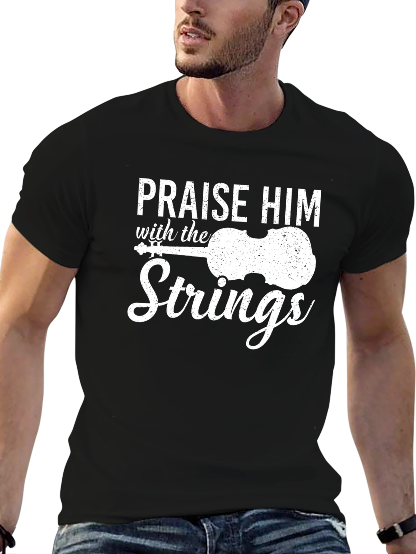 Praise Him With Strings T-Shirt - Christian Music Tee - 6