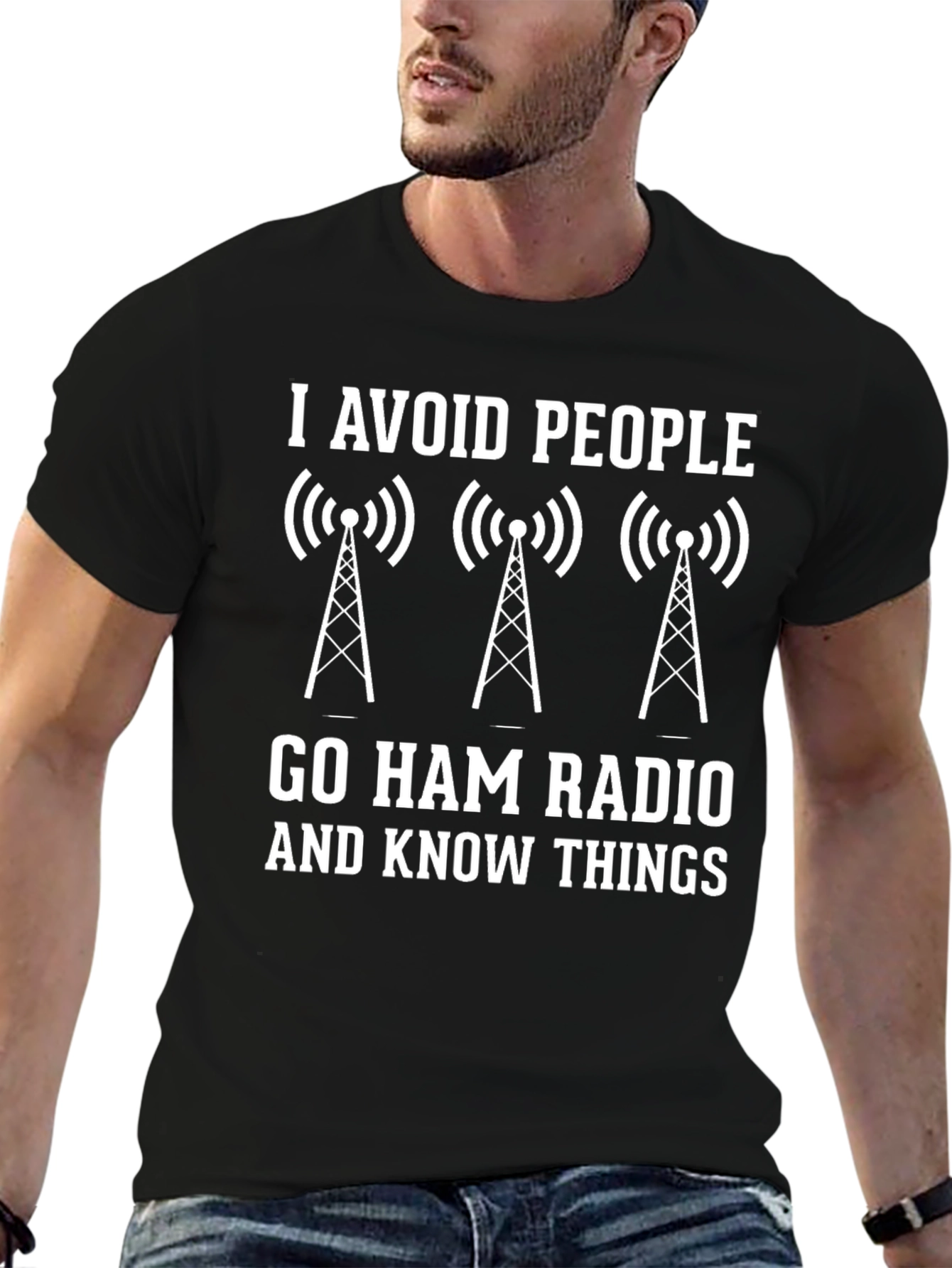 Black Avoid People Go Ham Radio T-Shirt view 6