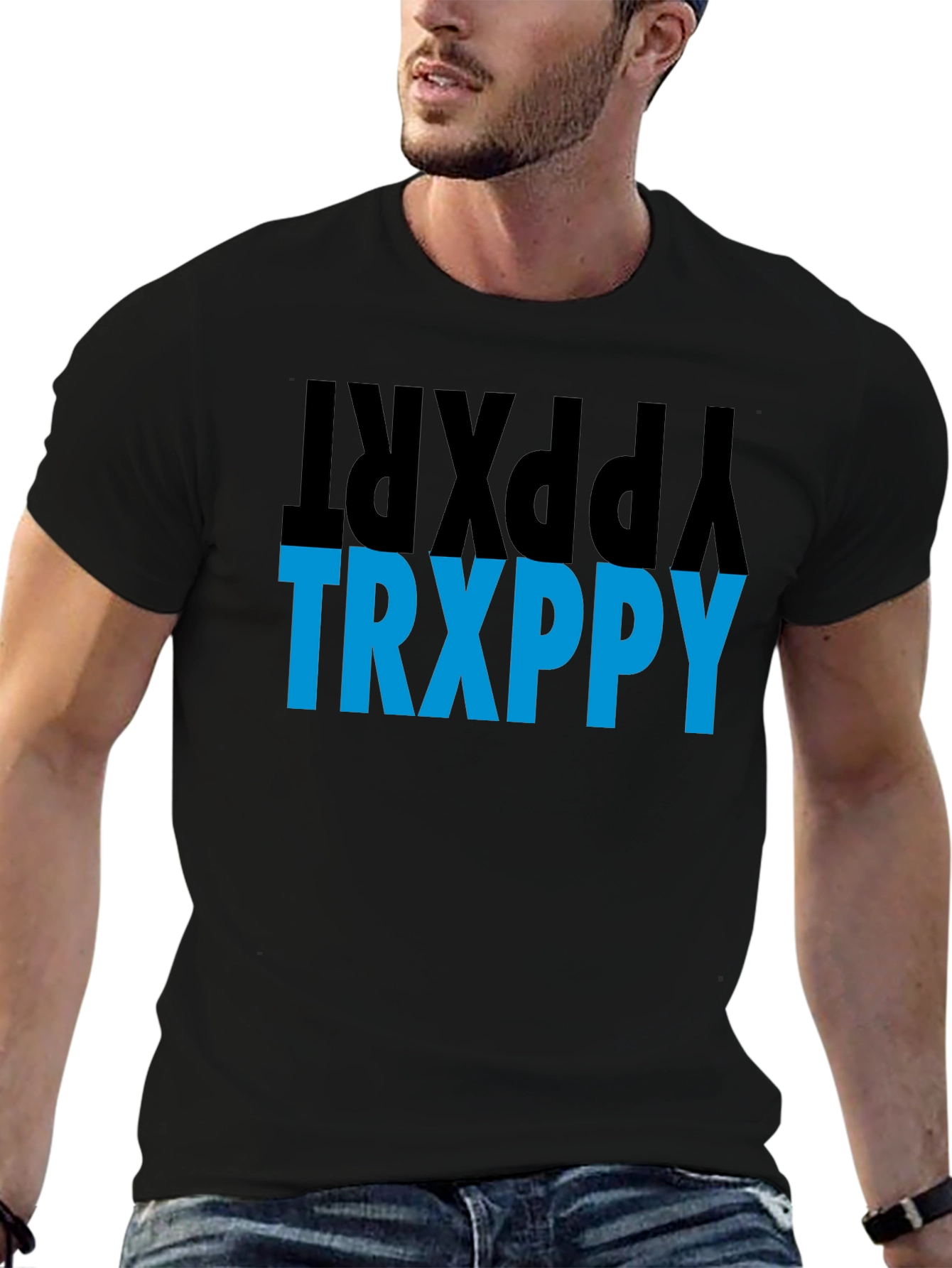 Black TRXPPY Tee - Bold Graphic Print T-Shirt view 6